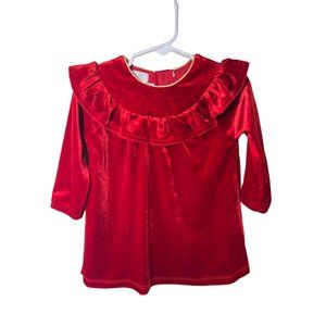 Mud Pie RED VELVET DRESS Valentine's heart Party ruffle gold 12-18m NWT